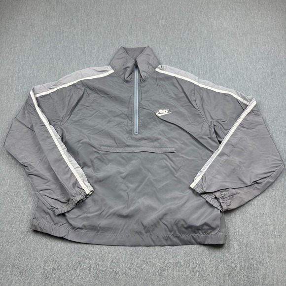Vintage Nike Jacket Mens Large Gray 1/2  Zip Windbreaker Mock Neck Track 90S - Picture 1 of 11